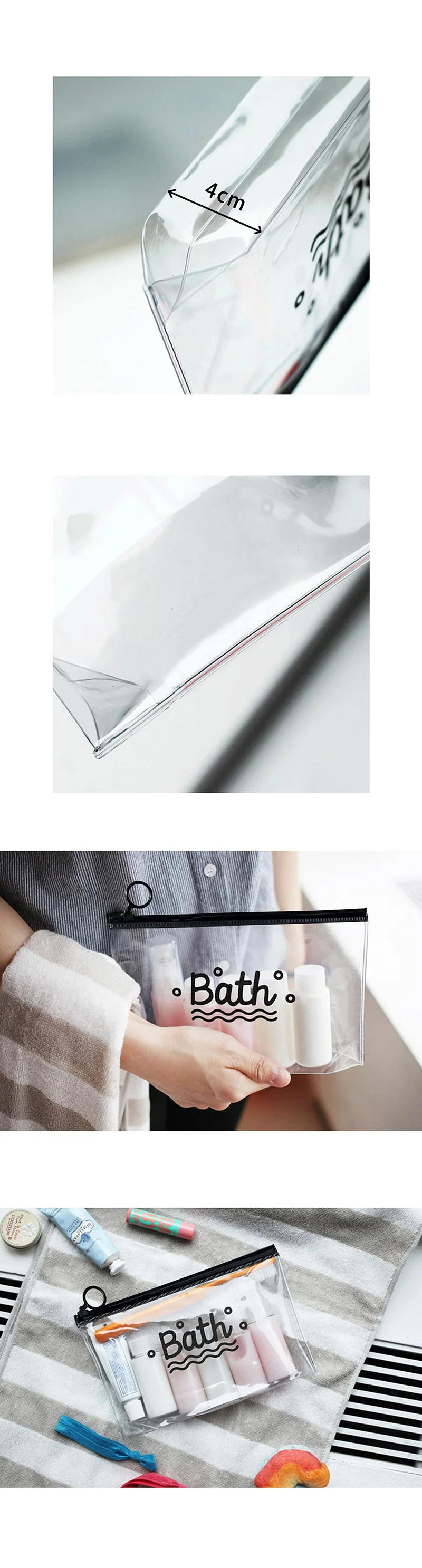 Description Picture 5 of itemFashion Women Transparent Cosmetic Bag Large Clear PVC Makeup Bag Case Waterproof Travel Toiletry Organizer Storage Wash Pouch