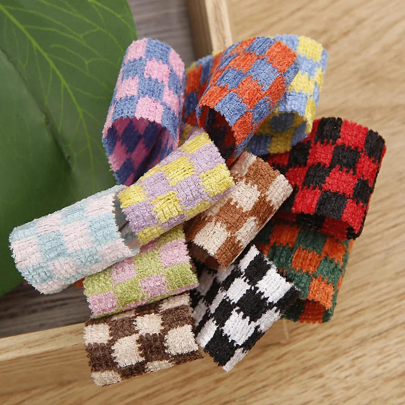 Description Picture 5 of item5yards Plush Checkerboard Grid Ribbons for DIY Craft Headwear Gift Package Accessories Clothing Hat Sewing Trims Materials
