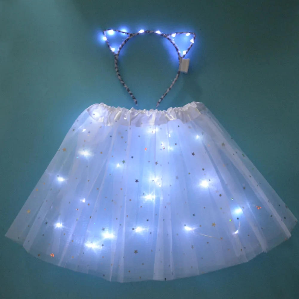 Description Picture 2 of itemLight Up LED Kids Women Girl Animal Cat Leopard Ears Headband Tutu Skirt Costume Glow Party Christmas Halloween Festival
