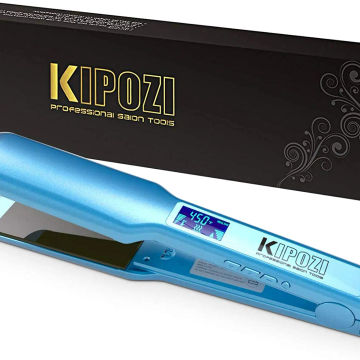 KIPOZI Professional Hair Straightener Titanium Flat Iron with Digital LCD Display Dual Voltage Instant Heating Curling Iron Gift