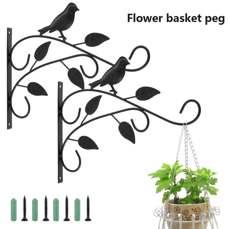 Description Picture 4 of itemGarden Iron Hook Bracket Metal Practical Wall Mounted Flower Pot Basket for Outdoor Indoor Hanging Plants Supplies