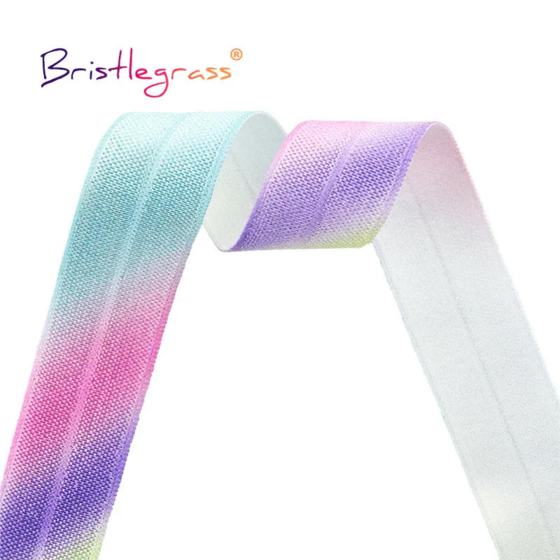 Description Picture 4 of itemBRISTLEGRASS 2 5 10 Yard 5/8" 15mm Pastel Rainbow Print Fold Over Elastic FOE Spandex Satin Band Tape Hair Tie Dress Sewing Trim