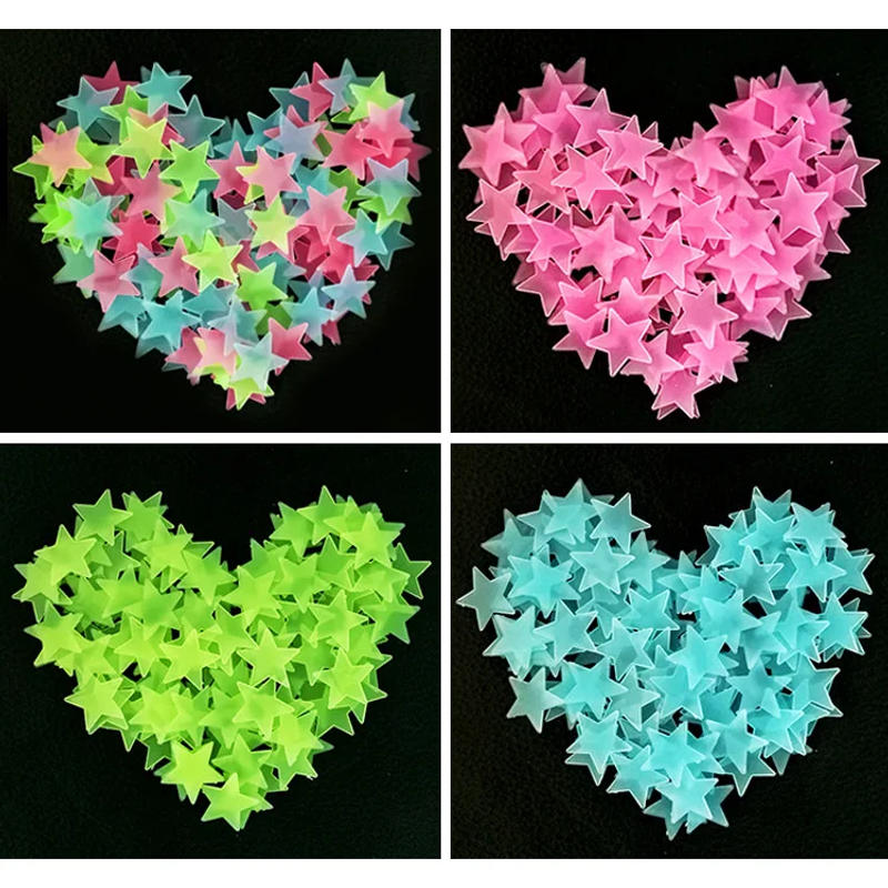 Description Picture 2 of item100pcs 3D Stars Glow In The Dark Wall Stickers Luminous Fluorescent Wall Stickers For Kids Baby Room Bedroom Ceiling Home Decor