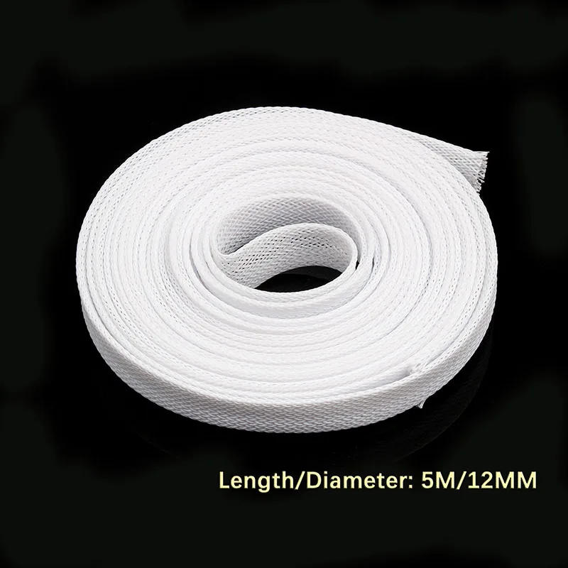 Description Picture 5 of item5/10M White Insulated Braid Sleeving 2/4/6/8/10/12/15/20/25mm Tight PET Wire Cable Gland Protection Cable Sleeve