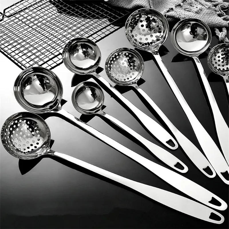 Description Picture 2 of itemStainless Steel Colander Soup Spoon Shell  Filter Dessert Long Handle Strainer Skimmer Porridge Spoons Cooking Tools Dinnerware