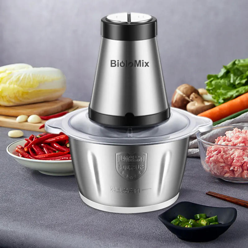 Description Picture 4 of itemBioloMix 2 Speeds 500W Stainless Steel 2L Capacity Electric Chopper Meat Grinder Mincer Food Processor Slicer