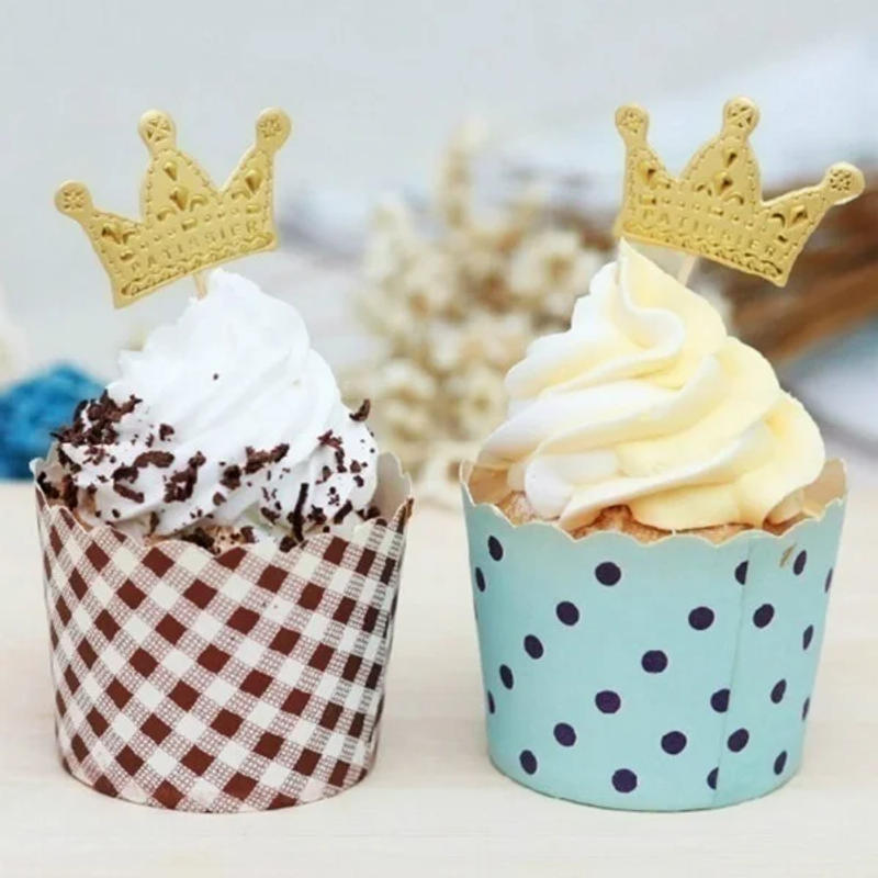 Description Picture 4 of item50Pcs/lot Gold Princess Crown Cake Topper Favors Party Cupcake Picks Wedding Birthday Decorations Accessories