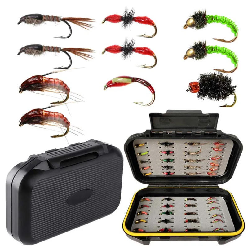 Description Picture 2 of item40-148Pieces/Box Trout Fly Fishing Assorted Flies Kit Nymph Dry Wet Flies Fishing Fly Lure