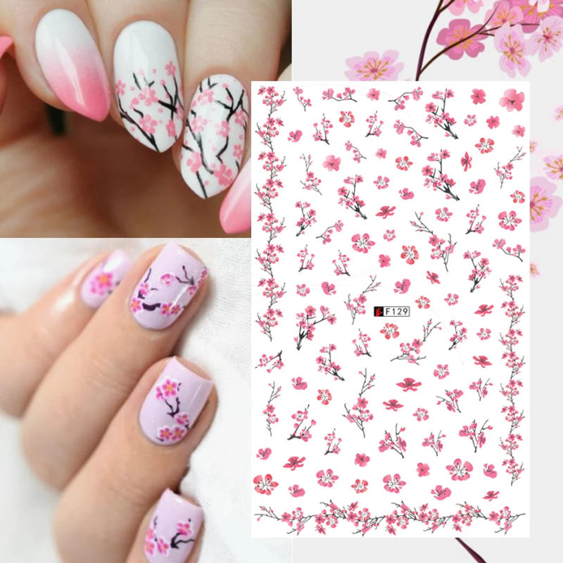 Description Picture 5 of item1pcs Sakura Nail Art Decals Stickers 3D Cherry Blossom Flower Transfer Foils Summer DIY Sliders Manicure Decorations TRF091-F669