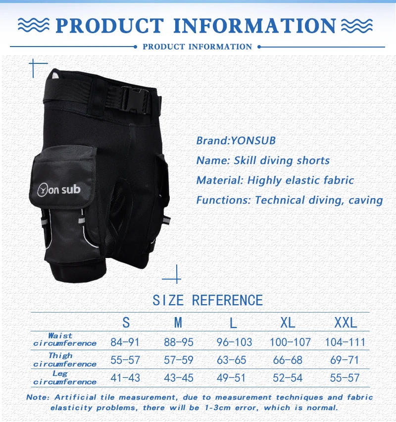 Description Picture 4 of itemYONSUB Scuba Diving Shorts with Pocket 3mm Neoprene Tech Shorts Wetsuits Spearfishing Surfing Shorts Canoeing Kayaking Shorts