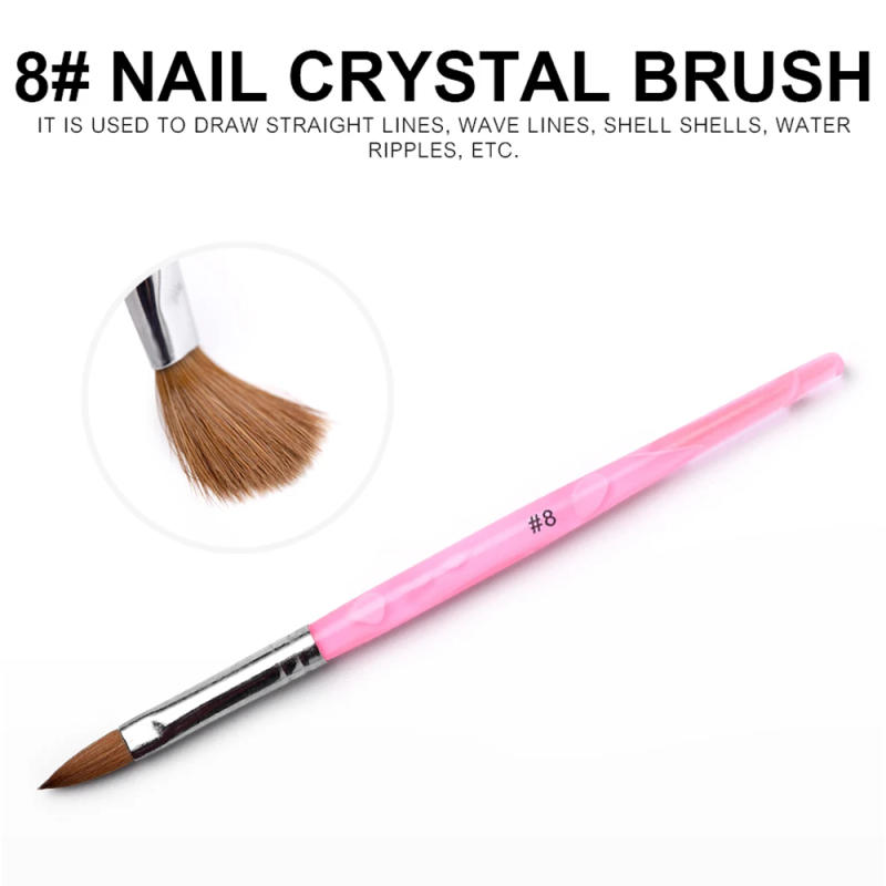 Description Picture 4 of itemKADS Size 8 10 Acrylic Nail Brush Kolinsky Sable Nail Art Brushes Nail Art Builder Brush Crystal Nail Design Manicure Tool Pink