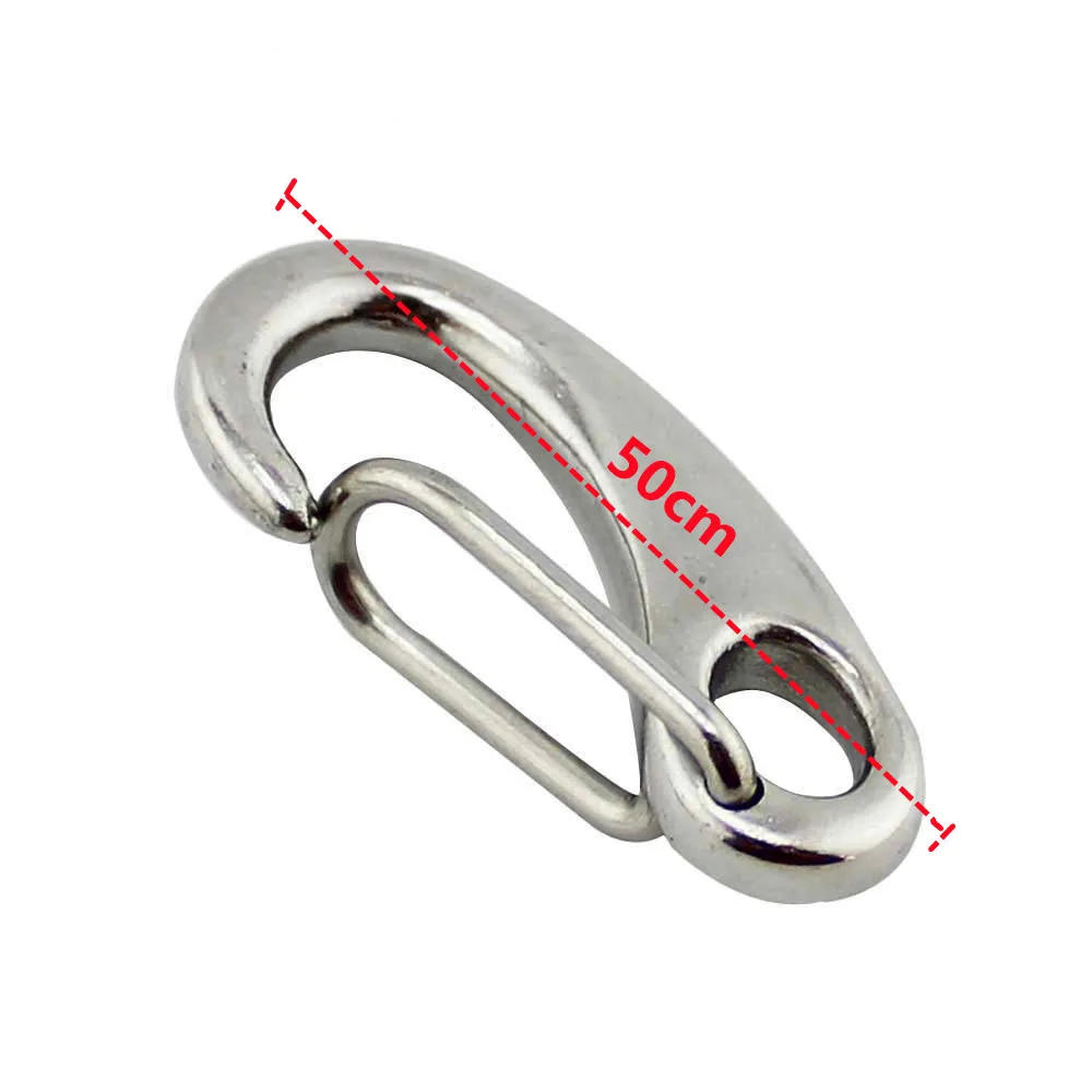 Description Picture 6 of item1/2/5Pcs Egg Shape Spring Snap Hooks Marine 316 Stainless Steel Multifunctional Hiking Camping Belt Carabiner Quick Release Hook