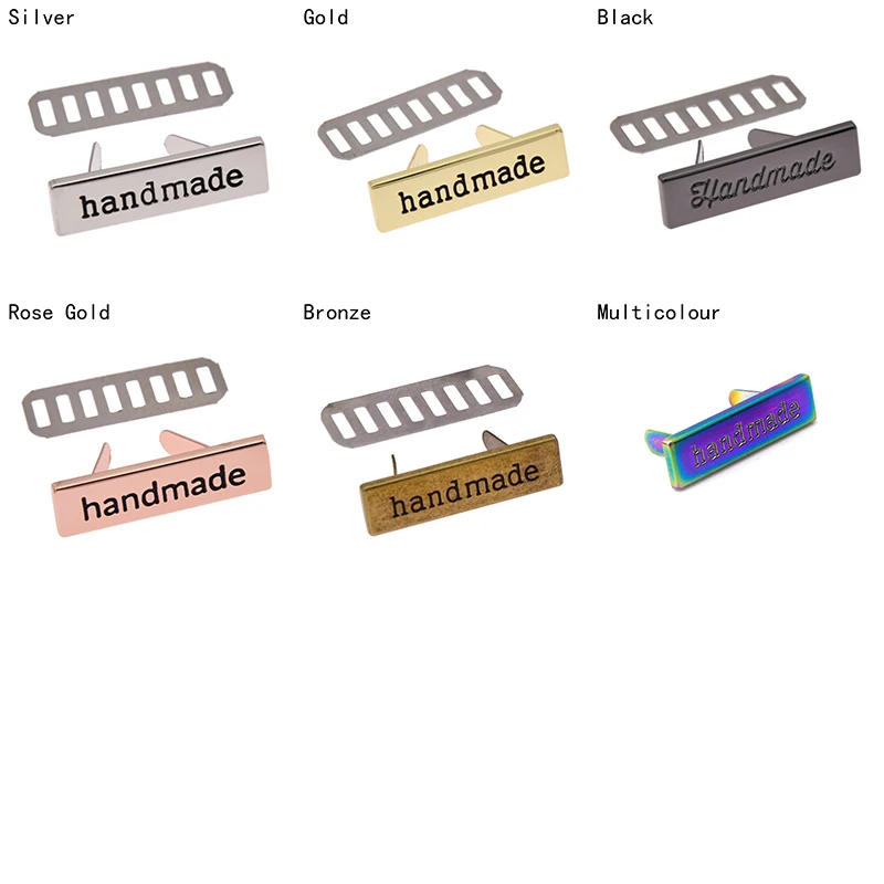 Description Picture 3 of item10Pcs Alloy Labels Rectangle Metal Handmade Garment Labels Tags For Jeans Shoes Bags Tags DIY Craft Decoration Accessories