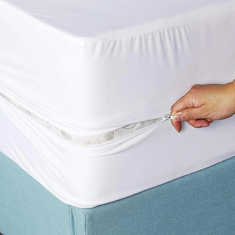 Description Picture 3 of item6-Sides Fully Enclosed Waterproof Mattress Cover with Zipper Dust-proof Fitted Sheet for Double Bed, Twin, Full, Queen, King