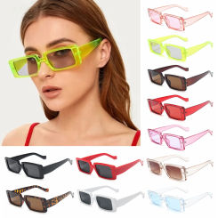 Candy Color Vintage Wide Frame Women Sunglass Small Rectangle Sunglasses Travel Female UV400 Lens Trendy Hiking Eyewear