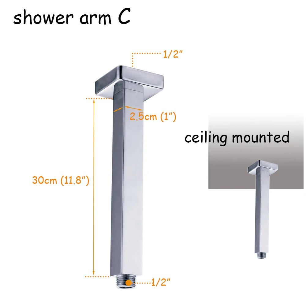 Description Picture 5 of itemStainless Steel Chrome-plated Bathroom Shower Accessories Bathroom Wall-mounted and Ceiling-mounted Shower Arm Accessories