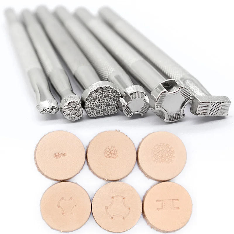 Description Picture 4 of item6 Pattern Leather Stamping Tool for Leather Carving Stamps DIY Leathercraft Making Printing Set Leather Craft Decoration Flower