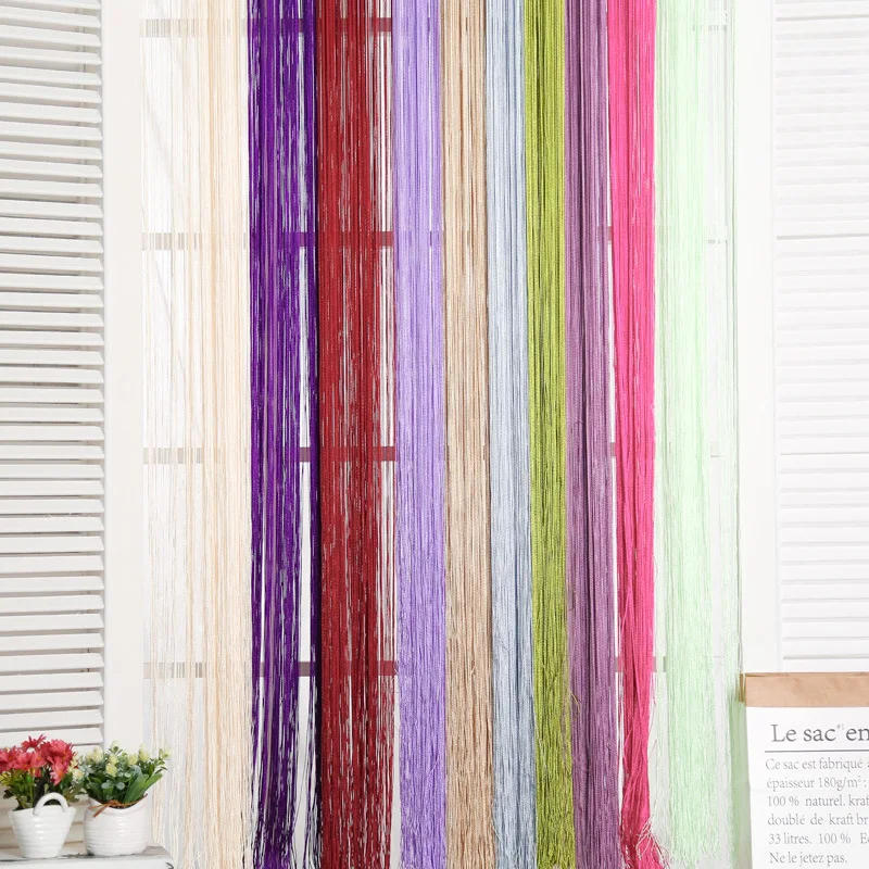Description Picture 6 of itemMulti-color Solid string curtain 200*100cm door window curtains valance room divider wedding home decoration