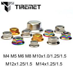 Tiremet M5 M6 M8 M10 M12 M14 Titanium Flange Nylon Lock Nuts for Bicycle Motorcycle Car