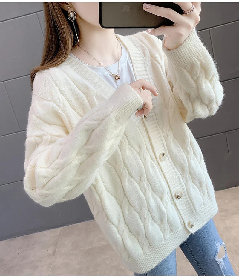 Description Picture 6 of itemWomen's Knitted Cardigan Sweater Loose Fashion New Autumn And Winter Western Style Casual Jacket Coat Women