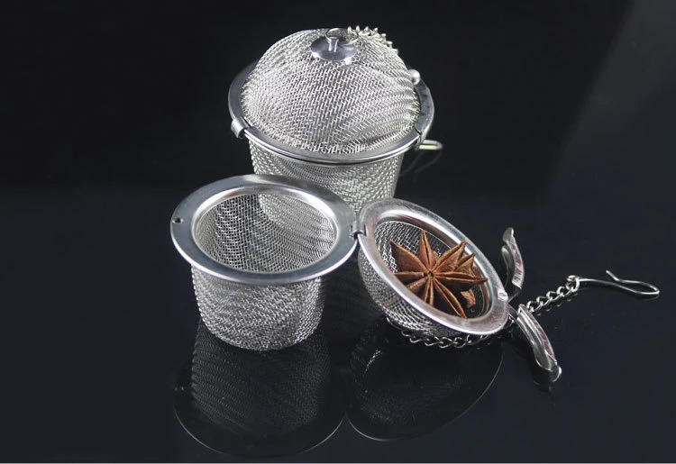 Description Picture 3 of item304 Stainless Steel Tea Ball Strainer Mesh Herbal Infuser Filter Tea Leaf Spice Tea Strainer Boil soup for Teapot Kitchen Tool