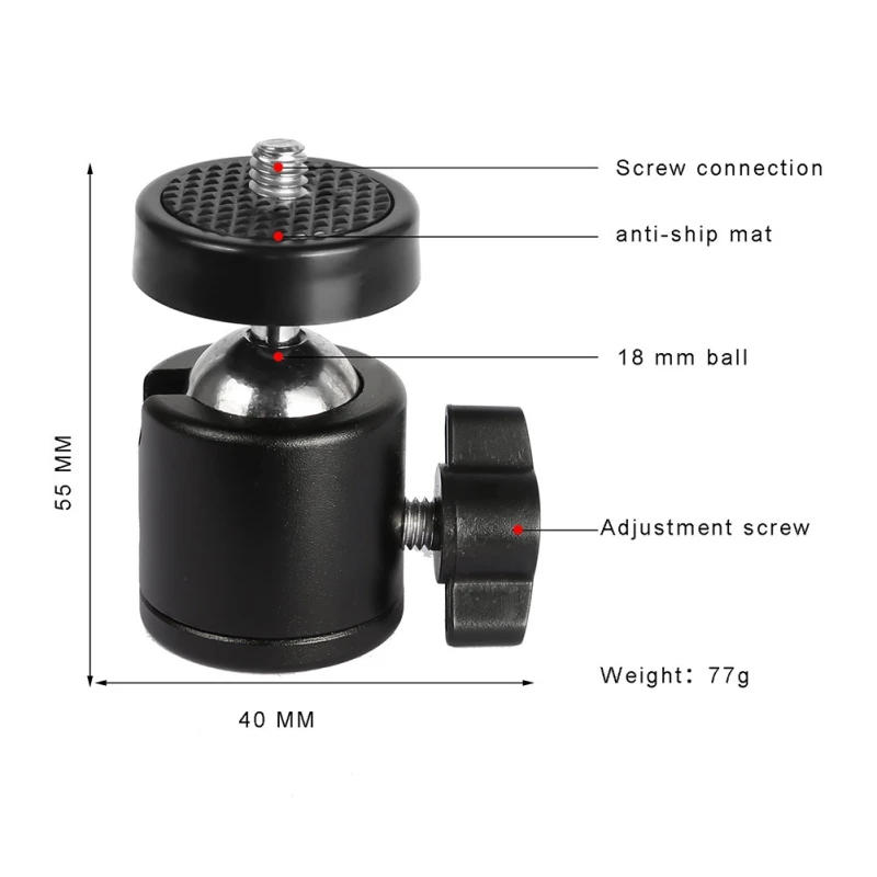 Description Picture 3 of itemUniversal Mini Tripod Ballhead Ball Head with 1/4" 3/8" M4 Screw Adapter For Digital Camera DSLR Live Stream Q29 II