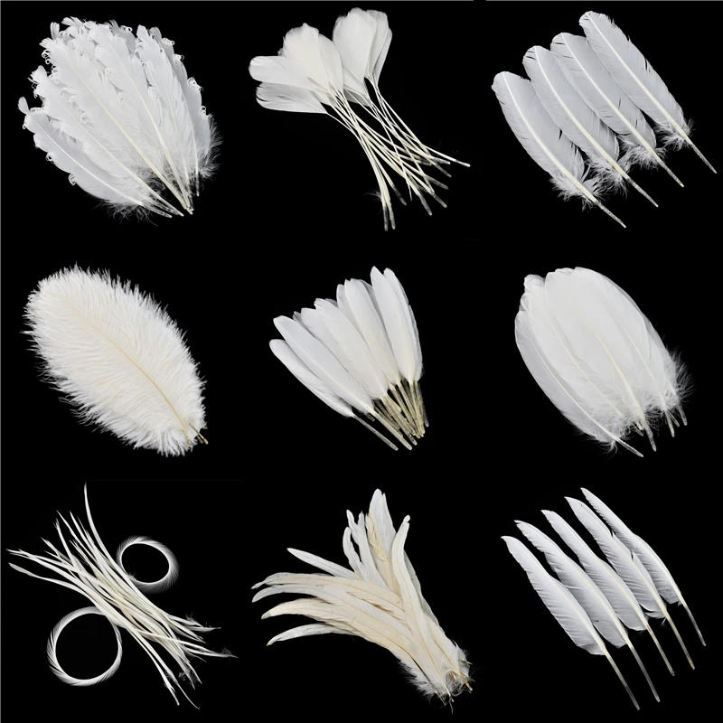 Description Picture 2 of item20Pcs White Feathers Natural Rooster Goose Ostrich Feather for Crafts Handicraft Accessories DIY Wedding Party Decoration Plumes