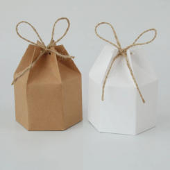 25/50pcs Kraft Paper Package Cardboard Box Lantern Hexagon Candy Box Favor Gift Wedding Christmas Valentine's Party Supplies