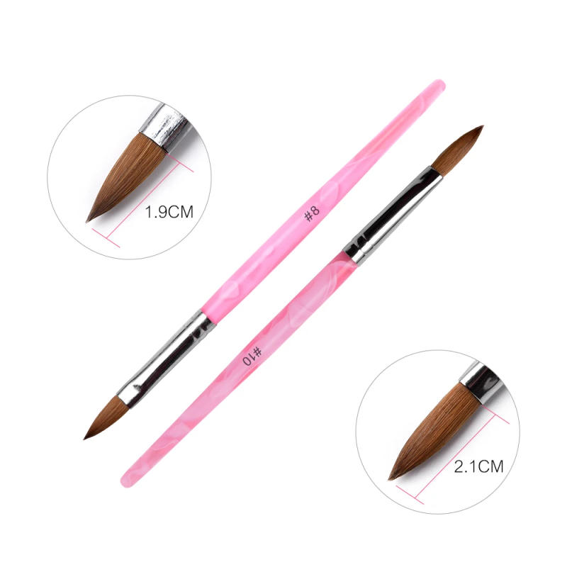 Description Picture 2 of itemKADS Size 8 10 Acrylic Nail Brush Kolinsky Sable Nail Art Brushes Nail Art Builder Brush Crystal Nail Design Manicure Tool Pink