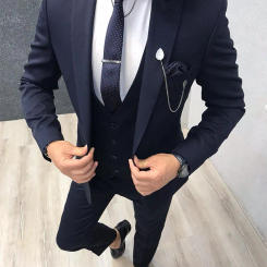 ANNIEBRITNEY Black 3 Piece Slim Fit Men Fashion Suit Cutsom Groom Wedding Tuxedo Prom Wedding Tailor Made Men Suit With Pants