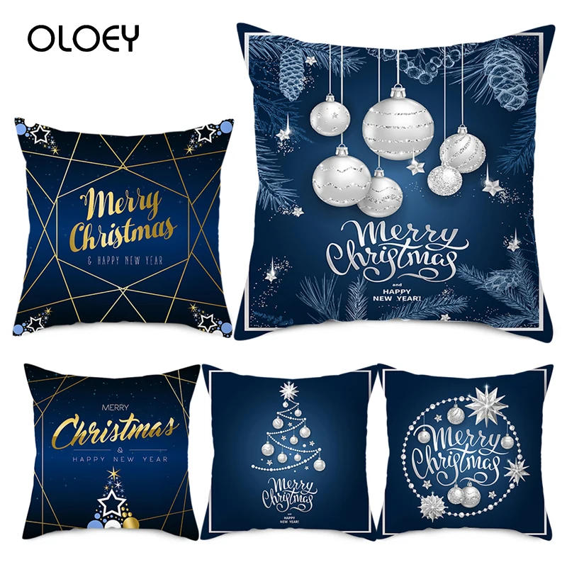 Description Picture 5 of itemBlue Christmas Deer Pillow Dream Snow Elk Pattern Quilt Cover Pillowcase Home Chair Hotel Bed Decoration Pillowcase 45x45cm   ..