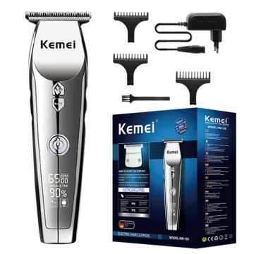 Kemei professional barber hair & beard trimmer for men 3 speed motor adjust hair clipper rechargeable hair cutting Kit machine