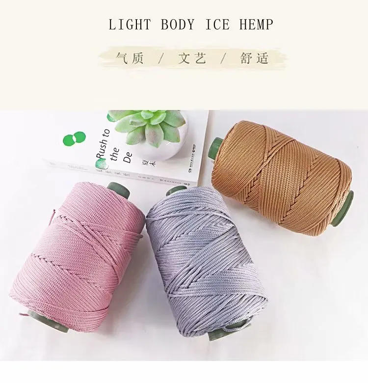 Description Picture 3 of item220g Hollow Yarn Light Viscose Ice Rope Summer Yarn Hat Hand Woven Thread Diy Hook Cushion Hollow Bright Silk