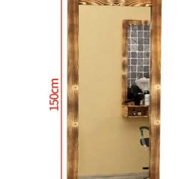 Barber's dressing table mirror solid wood retro dressing table single side low clearance wall hanging hair salon special salon m