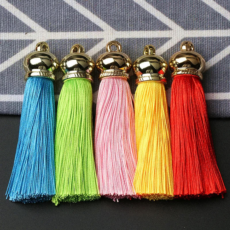Description Picture 6 of item5pcs 5cm Gold Cap Tassel Jewelry Curtain Garment Decor Accessory DIY Key Chain Cellphone Bag Fringe Trim Tassels Straps Pendant