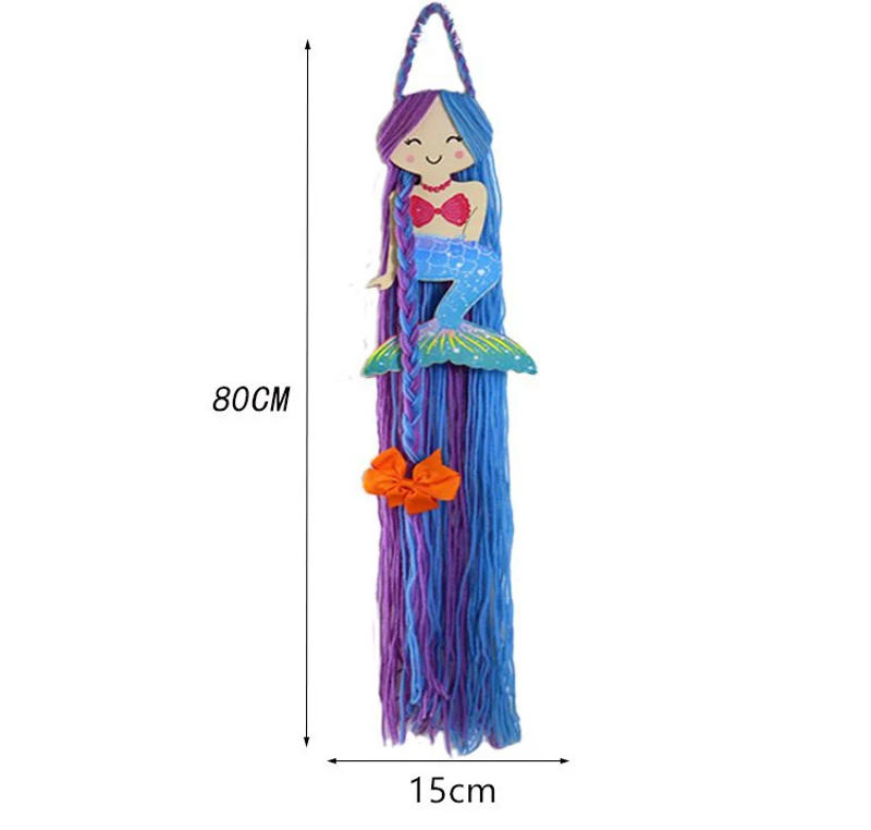 Description Picture 3 of itemColorful Mermaid Storage Tassel Decor Hanger Hanging Wall Headwear Organizing Strip Cute Hair Clips Hairband Organizer For Girls