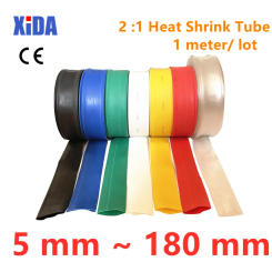 1Meter 2:1 transparent Black Heat Shrink Tube 10 20 30 40 50 80 100 150 180mm Heatshrink Tubing Wire Cable Sleeving Wrap Kit DIY