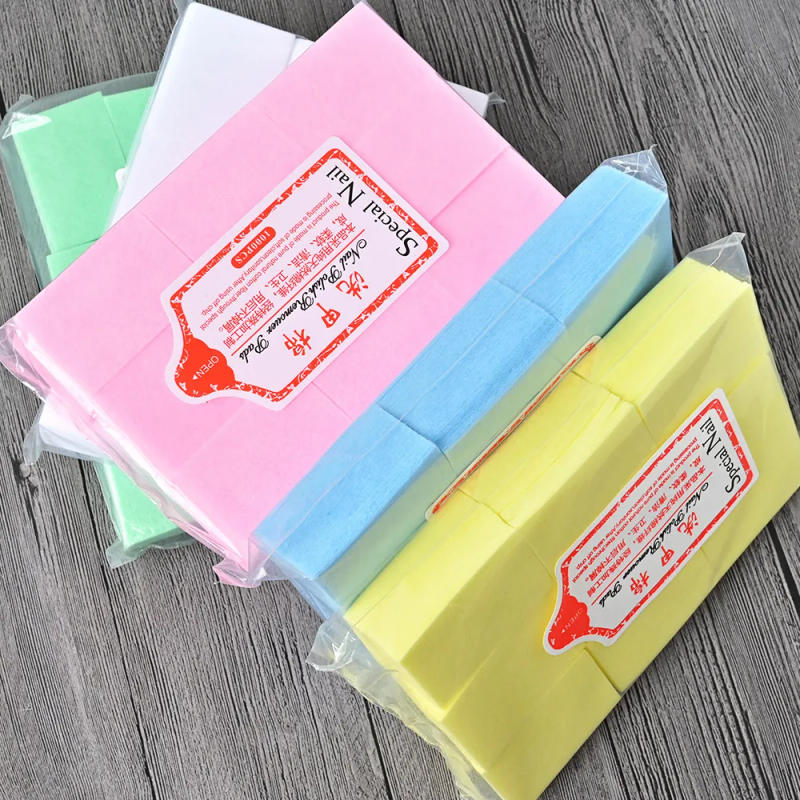 Description Picture 4 of item1000pcs/Lot Nail Polish Remover Wipes Cotton Pads 5Color Lint-Free Wipes Cotton Fiber Tissue Nail Cleaner Wipes Manicure Tool