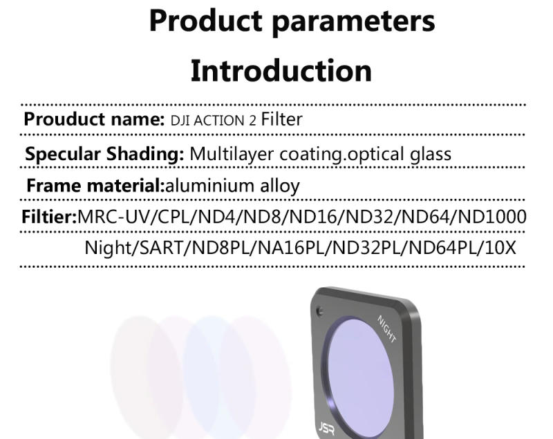 Description Picture 2 of itemFor DJI Action2 DJI CPL polarizing filter ND filter NDPL filter UV filter Magnetic bonding sports camera accessories
