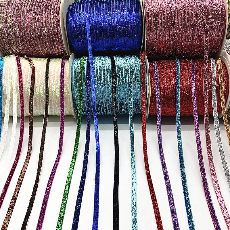 Description Picture 2 of itemNew 6mm Glitter Velvet Ribbon No Elastic Single Face Ribbon Headband Clips Bow Decoration