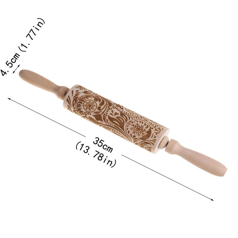 Description Picture 5 of item1PC Embossing Engraved Rolling Pin Baking Tool Cookie Fondant Cake Dough Roller Patterned Rolling Pin Kitchen Accessories