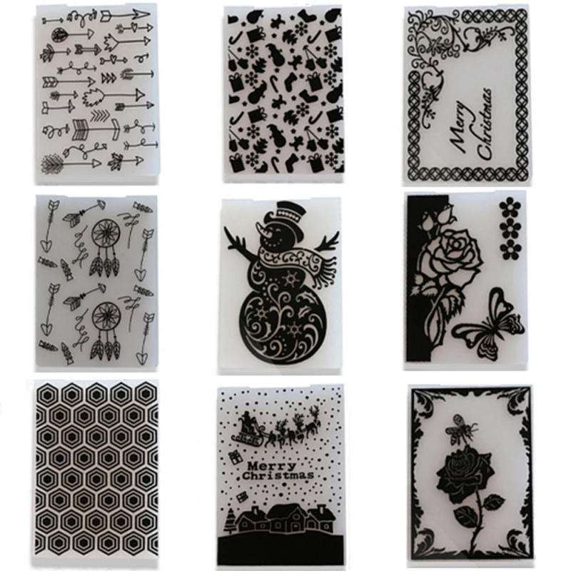 Description Picture 2 of itemChristmas Flowers Snowman Plastic Embossing folder Template for DIY Scrapbooking Craft Photo Album Card Holiday Handmade Decor