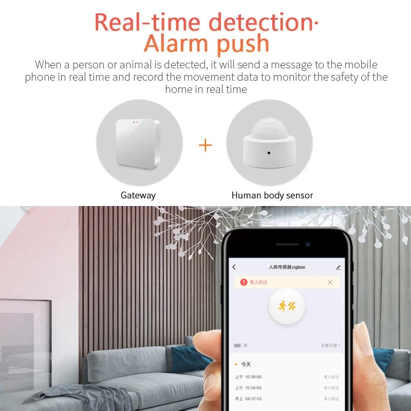 Description Picture 6 of item1/5PCS Tuya ZigBee PIR Motion Sensor Automation Human Body Infrared Detector Wireless Mini Security with Smart Life Gateway Hub