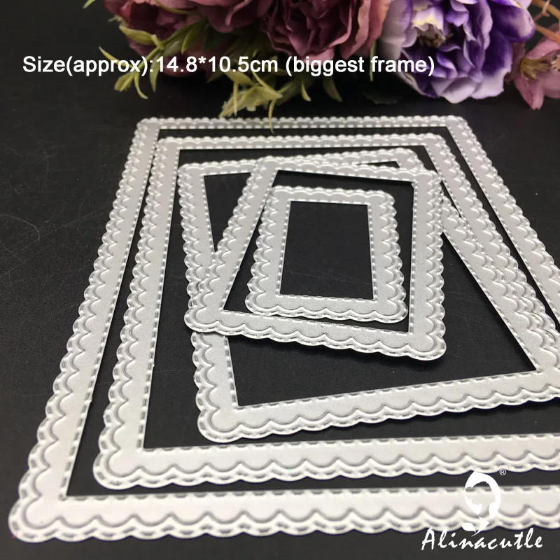 Description Picture 4 of itemAlinacutle Metal Cutting Die Cut Rectangle Nesting Frame Scallop Border Scrapbook Paper Craft  Card Album Punch Art Cutter