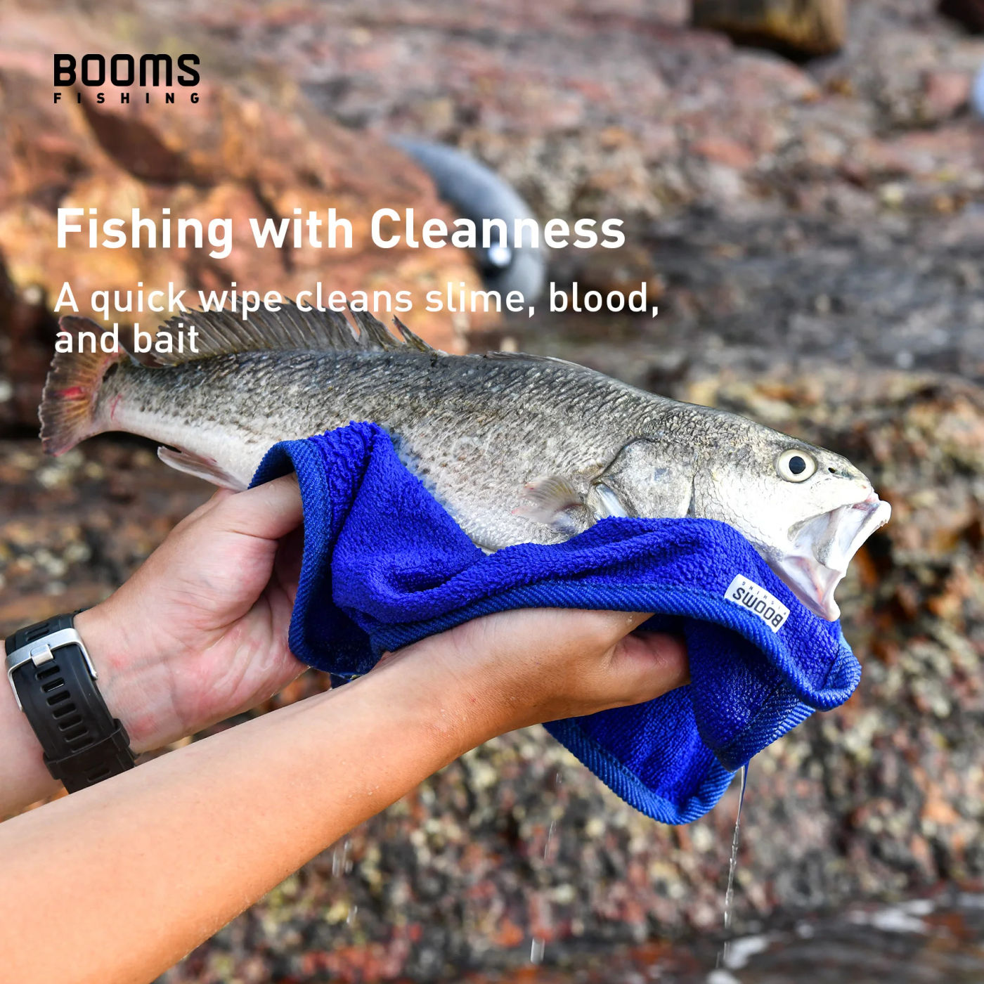 Description Picture 3 of itemBooms Fishing B0T Fishing Towel Microfiber Clothing Thickening Non-stick Super Absorbent Outdoors Sports Hiking Wipe Hands Towel