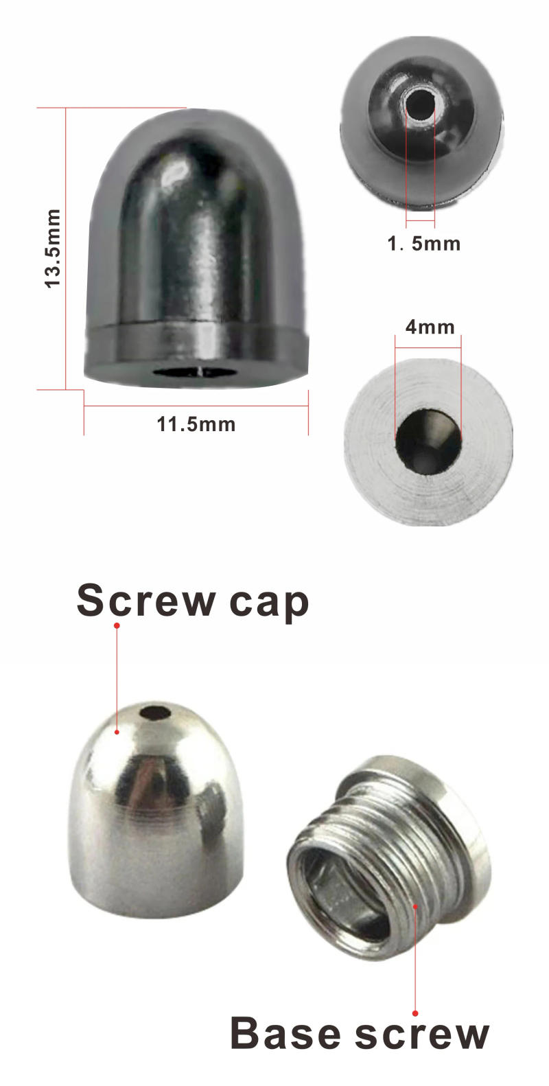 Description Picture 3 of item10pcs/lot 11.5mm Copper Chrome-plating Bullet Screw Holder for Panel Lights and 1.0-1.3mm Lamps Hanging Wire&Rope