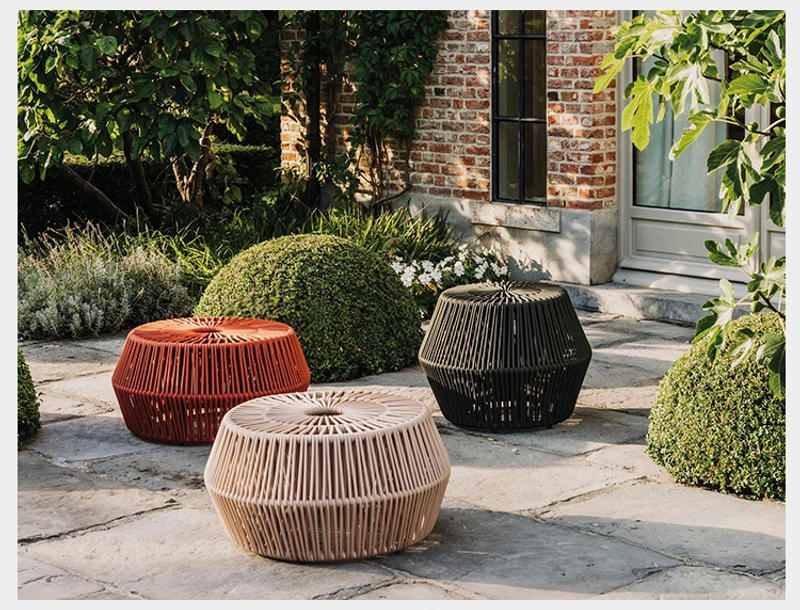 Description Picture 5 of itemSimple Big Stool And Flower Pot Outdoor Rattan Woven Plant Decoration Floor Villa Courtyard Country Style Furniture Terraces