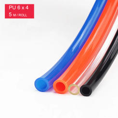 High Quality 5 Meters PU6*4 Pneumatic Hose Red Black Blue Transparent Compressor Tube ID 4mm OD 6mm Air Hose For Compressor