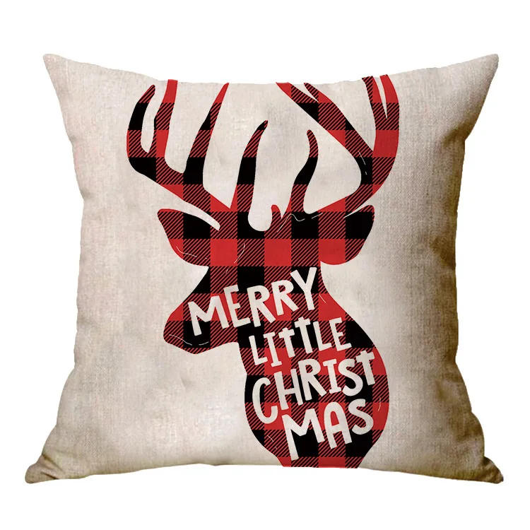 Description Picture 2 of itemChristmas Decoration Cushion Cover Cartoon Elk Santa Cushion Cover Christmas Pillow Case Linen Decoration Pillow Home Decoration