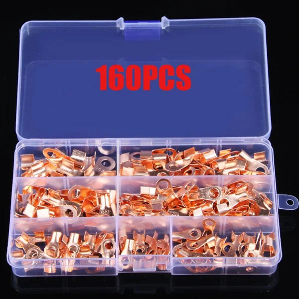 Description Picture 4 of item70/160/280/350PCS 10A-50A Open Crimp Ring Connector OT Cable Electrical Wire Terminal Copper Lugs Terminal Connectors Kit